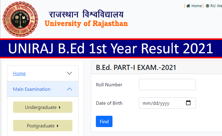 UNIRAJ B.Ed 1st Year Result 2021 (OUT): Rajasthan University BED Part 1 ...